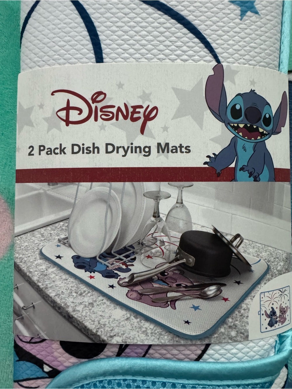 Disney Lilo & Stitch 4th of July  Dish Drying Mats - Red, White & Blue 2pk.